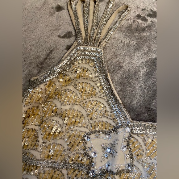 Vintage 90s Y2K 100% Silk Beaded Dress Flapper Mermaid Silk Dress Prom Flapper - Picture 8 of 10